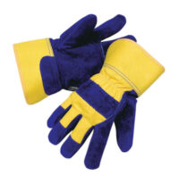 Radnor® Large Blue And Yellow Leather And Canvas Thinsulate® Lined Cold Weather Gloves With Safety Cuffs And Waterproof Barrier