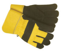Radnor® Large Black And Yellow Leather And Canvas Thinsulate® Lined Cold Weather Gloves With Safety Cuffs And Waterproof Barrier