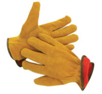 Radnor® X-Large Brown Leather Fleece Lined Cold Weather Gloves With Straight Thumb, Slip On Cuffs, Color Coded Hem And Shirred Elastic Wrist