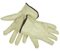 Radnor® Small Tan Pigskin Fleece Lined Cold Weather Gloves With Keystone Thumb, Slip On Cuffs, Color Coded Hem And Shirred Elastic Wrist