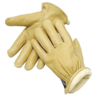 Radnor® Small Tan Pigskin Thinsulate® Lined Cold Weather Gloves With Keystone Thumb, Slip On Cuffs, Color Coded Hem And Shirred Elastic Wrist