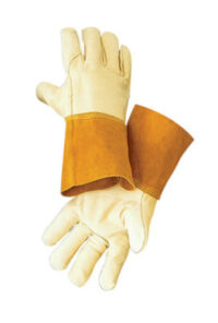 Radnor® Large Standard Grain Cowhide MIG/TIG Welders Glove With 4" Split Leather Cuff, Kevlar® Sewn Reinforced Thumb Strap And Pull
