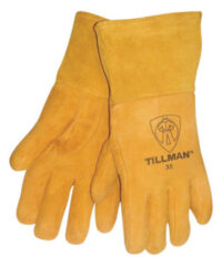 Tillman™ Medium 12" Gold Deerskin Cotton/Foam Lined Premium Grade MIG Welders Gloves With Straight Thumb, 4" Gauntlet Cuff And Kevlar® Lock Stitching