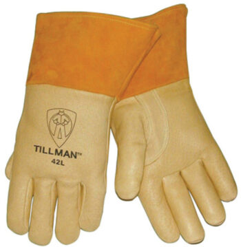 Tillman™ Medium Brown Top Grain Pigskin Cotton/Foam Lined Premium Grade MIG Welders Gloves With Straight Thumb, 4" Cuff And Kevlar® Lock Stitching