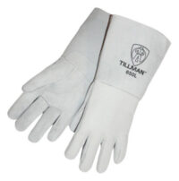Tillman™ Medium 14" Gray Top Grain Cowhide Cotton/Foam Lined Premium Grade Stick Welders Gloves With Reinforced Straight Thumb, Stiff Cowhide Cuff, Welted Finger And Kevlar® Lock Stitching (Carded)