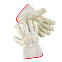 Radnor® X-Large Premium Grain Cowhide Leather Palm Gloves With Safety Cuff, Natural White Canvas Back And Wing Thumb