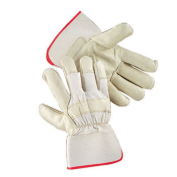 Radnor® X-Large Premium Grain Cowhide Leather Palm Gloves With Safety Cuff, Natural White Canvas Back And Wing Thumb