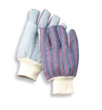 Radnor® Ladies Economy Grade Split Leather Palm Gloves With Knit Wrist And Striped Canvas Back