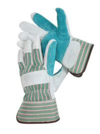 Radnor® Large Shoulder Grade Split Leather Palm Gloves With Safety Cuff, Double Leather On Palm, Index Finger And Thumb