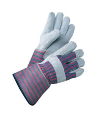 Radnor® X-Large Select Shoulder Grade Split Leather Palm Gloves With Rubberized Gauntlet Cuff, Striped Canvas Back And Reinforced Knuckle Strap, Pull Tab, Index Finger And Fingertips
