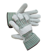 Radnor® X-Large Premium Select Shoulder Grade Split Leather Palm Gloves With Rubberized Safety Cuff, Striped Canvas Back And Reinforced Knuckle Strap, Pull Tab, Index Finger And Fingertips