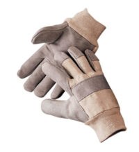 Radnor® Large Side Split Leather Palm Gloves With Knit Wrist, Duck Canvas Back And Reinforced Knuckle Strap, Pull Tab, Index Finger And Fingertips