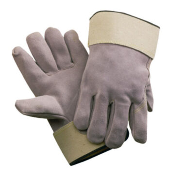 Radnor® Large Side Split Leather Palm Gloves With Safety Cuff, Full Leather Back And Wing Thumb