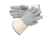 Radnor® Large Side Split Leather Palm Gloves With Gauntlet Cuff, Full Leather Back And Double Leather On Palm, Fingers And Thumb