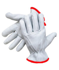 Radnor® Small Grain Goatskin Unlined Drivers Gloves With Straight Thumb, Slip-On Cuff, Red Hem And Shirred Elastic Back