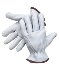 Radnor® Large Grain Goatskin Unlined Drivers Gloves With Straight Thumb, Slip-On Cuff, Brown Hem And Shirred Elastic Back
