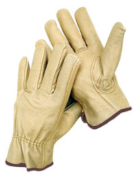 Radnor® Large Grain Pigskin Unlined Drivers Gloves With Keystone Thumb, Slip-On Cuff, Brown Hem And Shirred Elastic Back