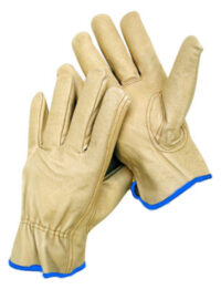 Radnor® X-Large Grain Pigskin Unlined Drivers Gloves With Keystone Thumb, Slip-On Cuff, Blue Hem And Shirred Elastic Back