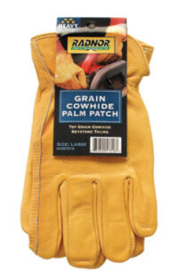 Radnor® X-Large Premium Grain Double Leather Palm Cowhide Unlined Drivers Gloves With Keystone Thumb, Slip-On Cuff, Double Stitched Hem And Shirred Elastic Back (Carded)