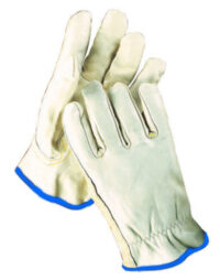 Radnor® X-Large Grain Cowhide Unlined Drivers Gloves With Keystone Thumb, Slip-On Cuff, Blue Hem And Shirred Elastic Back