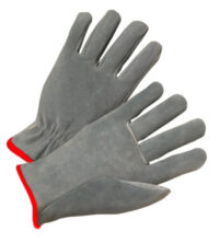 Radnor® Small Split Cowhide Unlined Drivers Gloves With Straight Thumb, Slip-On Cuff, Red Hem And Shirred Elastic Back