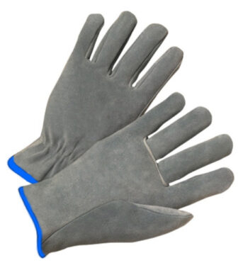 Radnor® X-Large Split Cowhide Unlined Drivers Gloves With Straight Thumb, Slip-On Cuff, Blue Hem And Shirred Elastic Back