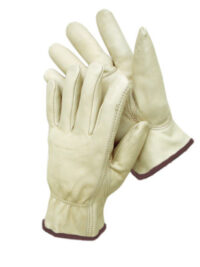 Radnor® Large Premium Grain Leather Unlined Drivers Gloves With Keystone Thumb, Slip-On Cuff And Brown Hem