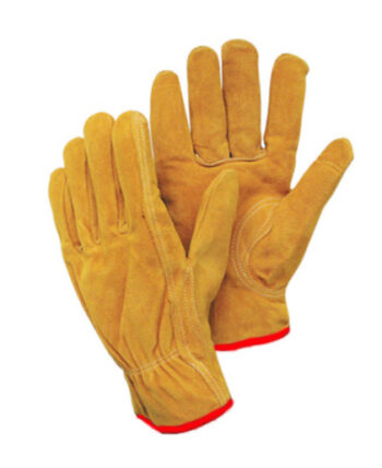 Radnor® Small Leather Unlined Drivers Gloves With Keystone Thumb, Slip-On Cuff, Red Hem And Shirred Elastic Back