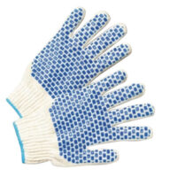 Radnor® Large Natural Heavy Weight Polyester/Cotton Ambidextrous String Gloves With Knit Wrist And Double Side PVC Block Coating