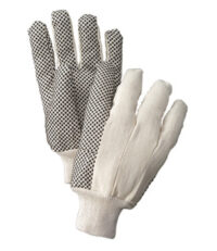 Radnor® Ladies White 8 Ounce Cotton/Polyester Blend Cotton Canvas Gloves With Knitwrist And PVC Dotted Palm, Thumb And Index Finger