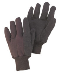 Radnor® Large Brown 10 Ounce Cotton/Polyester Blend Jersey Gloves With Knitwrist And PVC Dotted Palm, Thumb And Index Finger