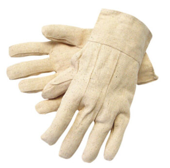 Radnor® Men's White 8 Ounce Cotton/Polyester Blend Cotton Canvas Gloves With Band Top Cuff