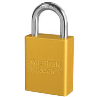 American Lockﾮ Yellow Anodized Aluminum 5 Pin Tumbler Safety Padlock Boron Alloy Shackle
