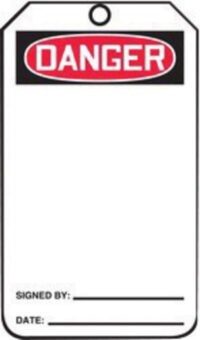 Accuform Signsﾮ 5 3/4" X 3 1/4" Black, Red And White HS-Laminate English Accident Prevention Safety Tag "DANGER" With Pull-Proof Metal Grommeted 3/8" Reinforced Hole, Do Not Remove Tag Warning On Back And Standard Back B (25 Per Pack)