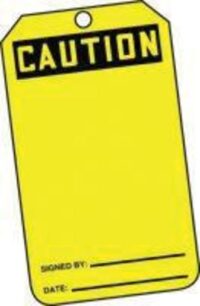 Accuform Signsﾮ 5 7/8" X 3 1/8" RP-Plastic Accident Prevention Blank Tag CAUTION (25 Per Pack)