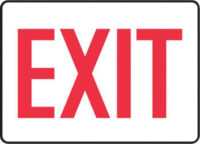 Accuform Signsﾮ 7" X 10" Red And White 0.055" Plastic Admittance And Exit Sign "EXIT" With 3/16" Mounting Hole And Round Corner