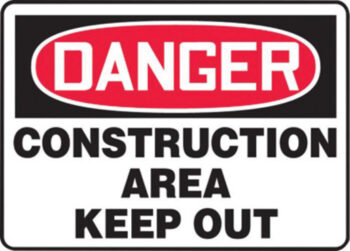 Accuform Signsﾮ 10" X 14" Black, Red And White 4 mils Adhesive Vinyl Admittance And Exit Sign "DANGER CONSTRUCTION AREA KEEP OUT"