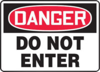Accuform Signsﾮ 10" X 14" Black, Red And White 0.055" Plastic Admittance And Exit Sign "DANGER DO NOT ENTER" With 3/16" Mounting Hole And Round Corner