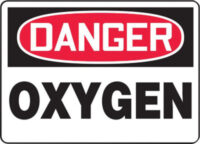 Accuform Signsﾮ 10" X 14" Black, Red And White 0.055" Plastic Chemicals And Hazardous Materials Sign "DANGER OXYGEN" With 3/16" Mounting Hole And Round Corner