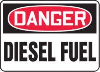 Accuform Signsﾮ 7" X 10" Black, Red And White 0.040" Aluminum Chemicals And Hazardous Materials Sign "DANGER DIESEL FUEL" With Round Corner