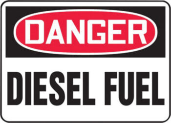 Accuform Signsﾮ 7" X 10" Black, Red And White 0.040" Aluminum Chemicals And Hazardous Materials Sign "DANGER DIESEL FUEL" With Round Corner