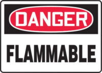 Accuform Signsﾮ 10" X 14" Black, Red And White 0.055" Plastic Chemicals And Hazardous Materials Sign "DANGER FLAMMABLE" With 3/16" Mounting Hole And Round Corner