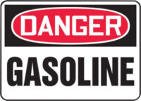 Accuform Signsﾮ 7" X 10" Black, Red And White 0.040" Aluminum Chemicals And Hazardous Materials Sign "DANGER GASOLINE" With Round Corner