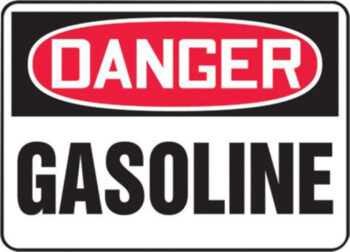 Accuform Signsﾮ 7" X 10" Black, Red And White 0.040" Aluminum Chemicals And Hazardous Materials Sign "DANGER GASOLINE" With Round Corner