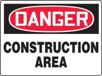 Accuform Signsﾮ 7" X 10" Black, Red And White 4 mils Adhesive Vinyl Admittance And Exit Sign "DANGER CONSTRUCTION AREA KEEP OUT"