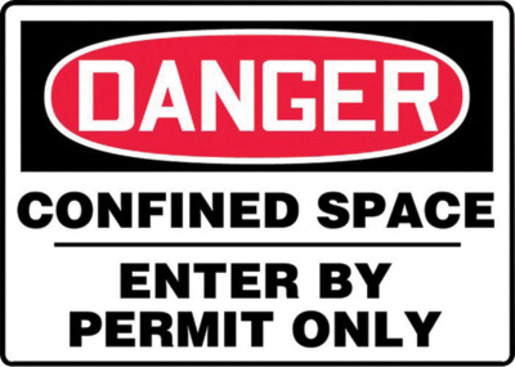 Accuform Signsᆴ 10" X 14" Black, Red And White 0.055" Plastic Sign "DANGER CONFINED SPACE ENTER BY PERMIT ONLY" With 3/16" Mounting Hole And Round Corner