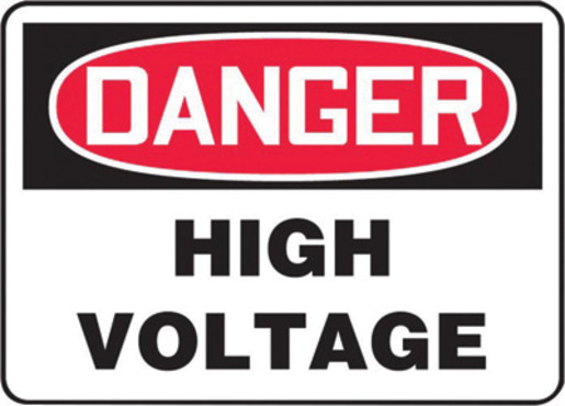 Accuform Signsᆴ 7" X 10" Black, Red And White 0.055" Plastic Electrical Sign "DANGER HIGH VOLTAGE" With 3/16" Mounting Hole And Round Corner
