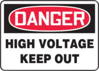 Accuform Signsﾮ 10" X 14" Black, Red And White 0.040" Aluminum Electrical Sign "DANGER HIGH VOLTAGE KEEP OUT" With Round Corner