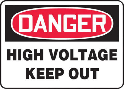 Accuform Signsᆴ 10" X 14" Black, Red And White 0.055" Plastic Electrical Sign "DANGER HIGH VOLTAGE KEEP OUT" With 3/16" Mounting Hole And Round Corner