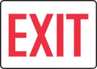 Accuform Signsﾮ 10" X 14" Red And White 0.055" Plastic Admittance And Exit Sign "EXIT" With 3/16" Mounting Hole And Round Corner